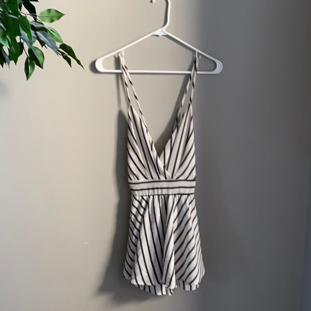 Striped Deep-V Romper